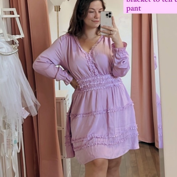 Lavender Trim Long Sleeve Mini - Picture 2 of 2